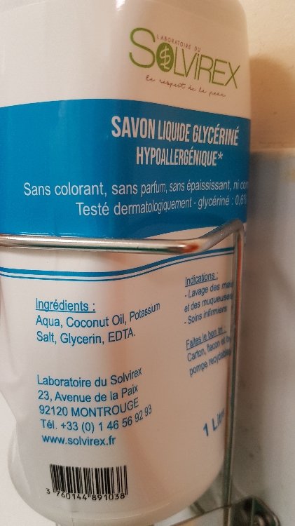 Savon liquide glycériné formule Codex (Hypoallergénique) - 375 ml – Solvirex