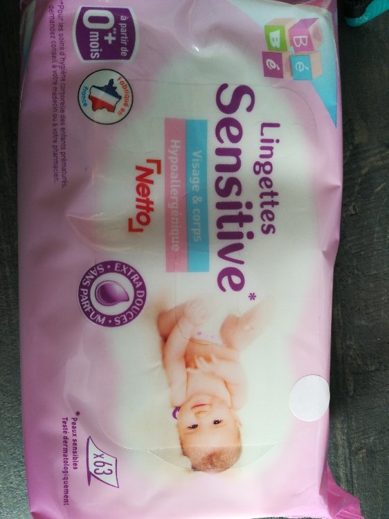 Netto 63 Lingettes Bebe Sensitive Inci Beauty