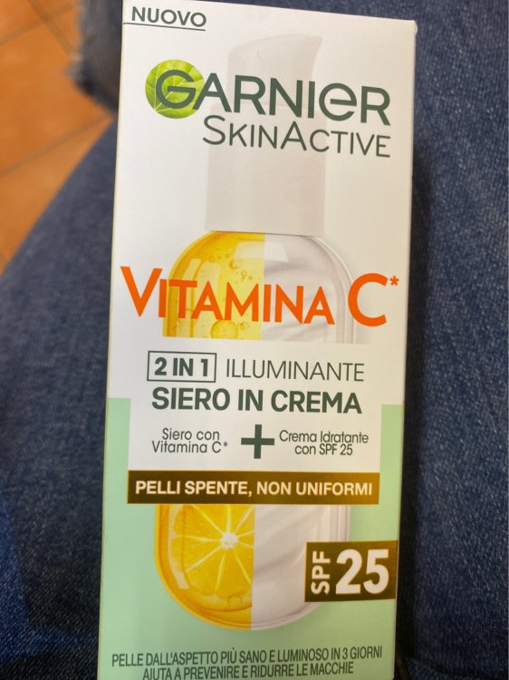 Garnier SkinActive, Siero in Crema Vitamina C, Illuminante 2 in 1 con Siero Vitamina  C + Crema Idratante SPF25, Anti-Macchie, 50ml.