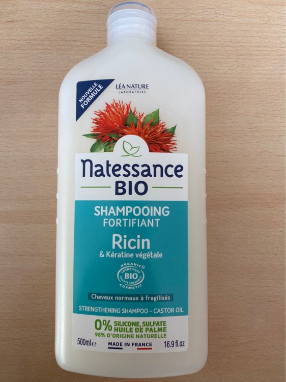 Natessance Shampooing Fortifiant Ricin Bio et Kératine Végétale - Cheveux  normaux à fragilisés - 500 ml - INCI Beauty
