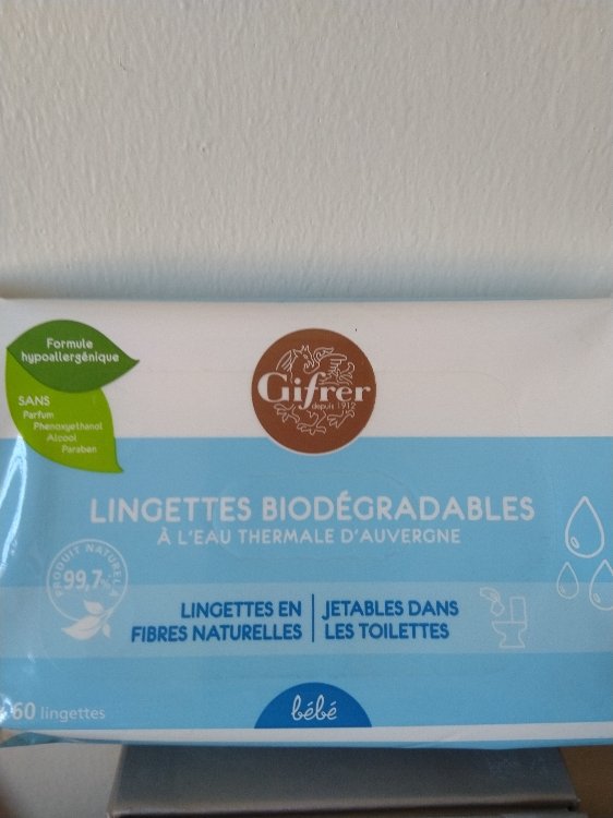 Gifrer Lingettes Biodégradables à l'Eau Thermale 60 unités
