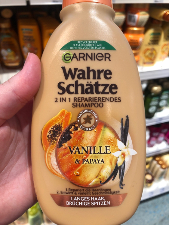 Garnier Wahre Schätze Shampoo Vanille & Papaya, Langes Haar, Brüchige Spitzen - 300 ml - Beauty