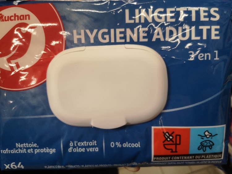 Auchan Lingettes hygiène adulte 3 en 1 - INCI Beauty
