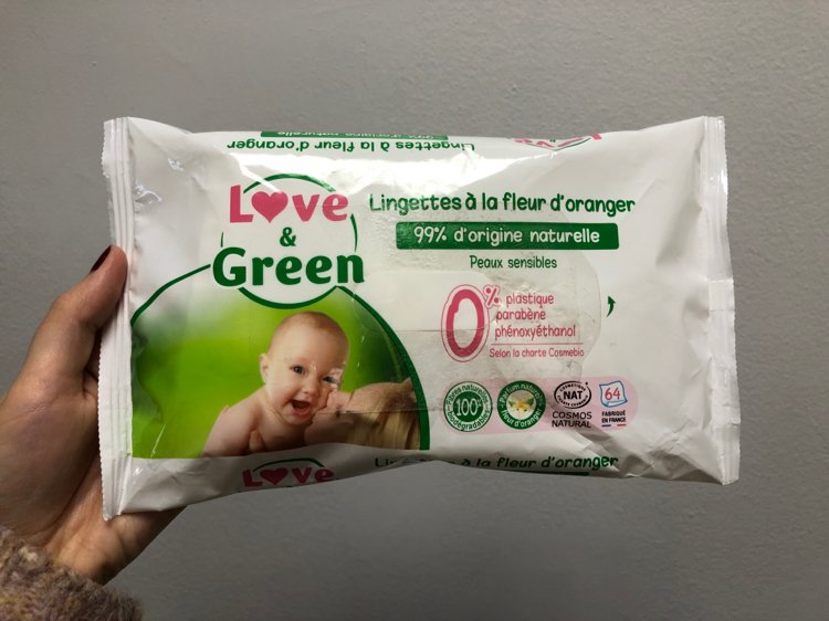 Love & Green Lingettes écologiques à la fleur d'oranger - x64 - INCI Beauty