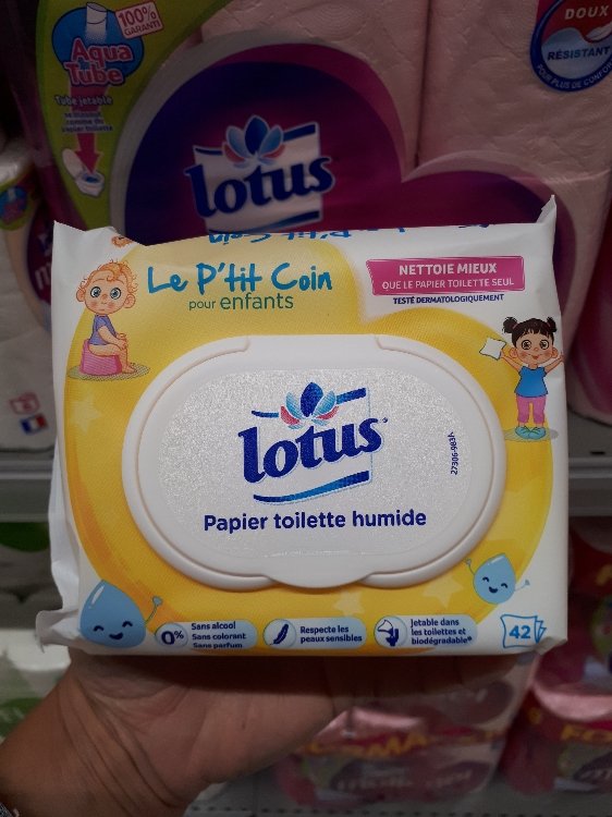 Lotus Papier Toilette Humide Le P'tit Coin - Sans colorant, ni parfum -  Fibres FSC 100 % d’origine naturelle - Pour les enfants - 42 unités (Lot de  1)
