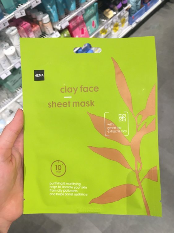 met de klok mee verwijderen Mis Hema Clay Face Sheet Mask with Green Tea Extract & Clay - INCI Beauty