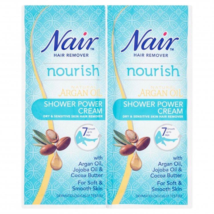 Nair Hair Remover Natural Argan Oil Nourish Shower Power Cream - 2 x 30 ml  - INCI Beauty