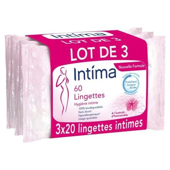 INTIMA 20 Lingettes Hygiène Intime Cranberry