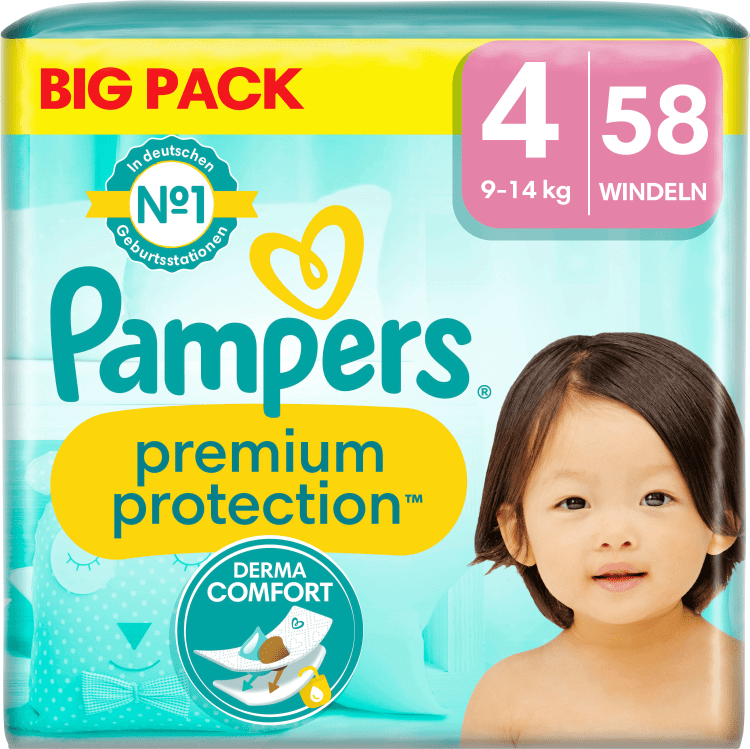 Pampers Windeln Premium Protection Gr. 4 Maxi (9-14 kg) - Pack 58 St - INCI Beauty