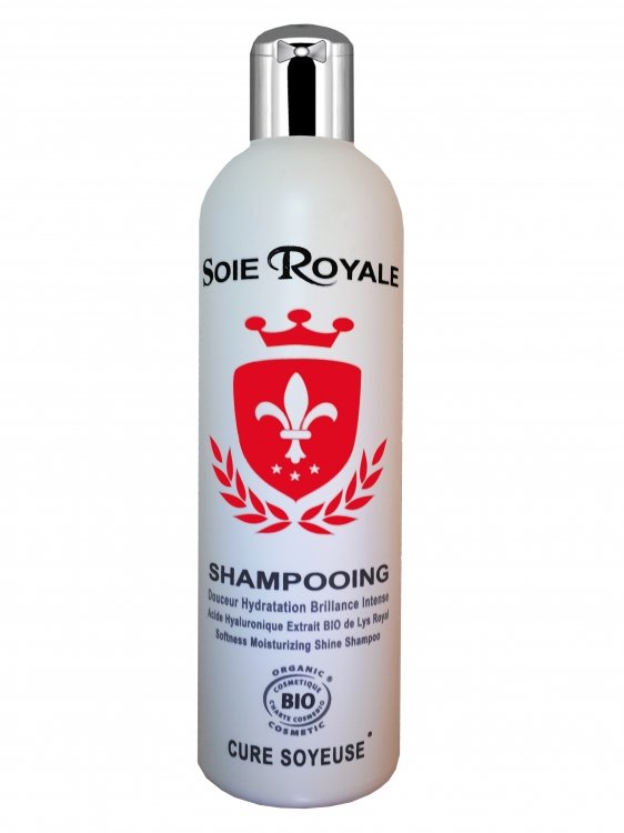 Soie Royale Cure Soyeuse Shampoo Silk Silky Cure 300 ml Extract organic of Lys Royal Silk Proteins Vitamins E-F no Alcohol Hair Face Body Smooth Moisturize Detangles hair types