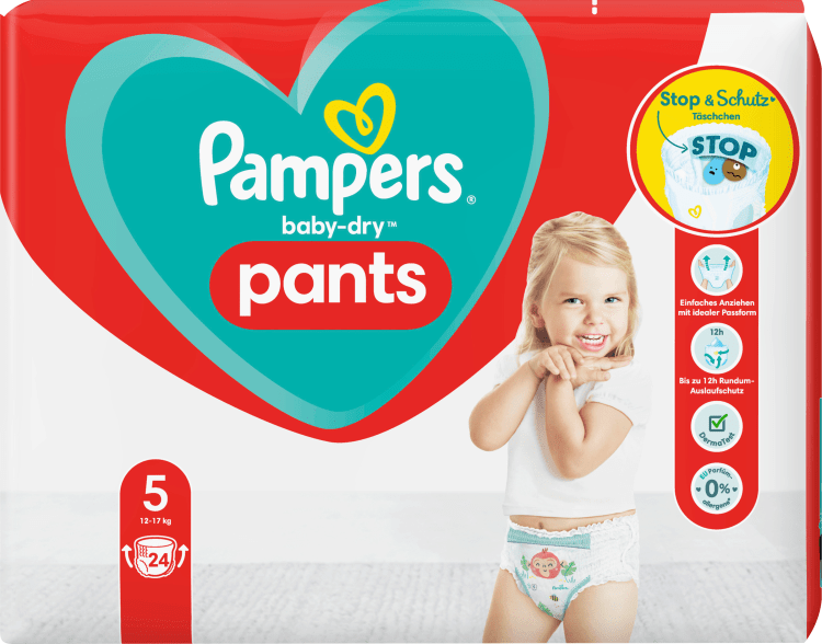 Wrap Gather Robe Pampers Pants Baby Dry Gr.5 Junior - 12-17 kg - Einzelpack - 24 St - INCI  Beauty