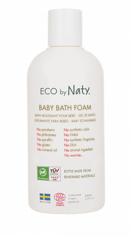 Bain moussant BIO pour bébés, Egaie l'heure du bain - 200ml - Naty