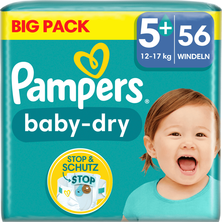 Jumping jack Beter Zakenman Pampers Windeln Baby Dry Gr.5+ Junior Plus (12-17 kg) - Big Pack - 56 St -  INCI Beauty